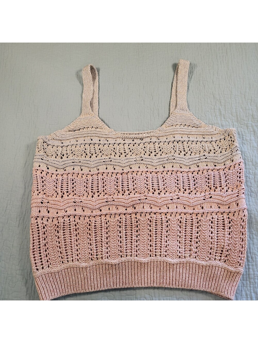 Dex pastel ombre crochet knit tank top features a sleeveless design Women's 1X